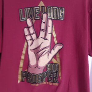 STAR TREK  LIVE LONG AND PROSPER LARGE RED TEE